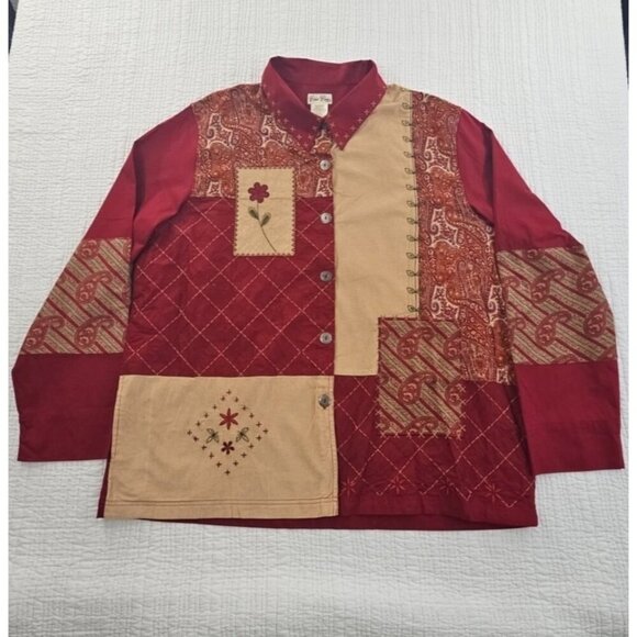 Bobbie Brooks Barn Chore Jacket Women's 22W Oversized Paisley Patchwork EUC Boho - Picture 1 of 13